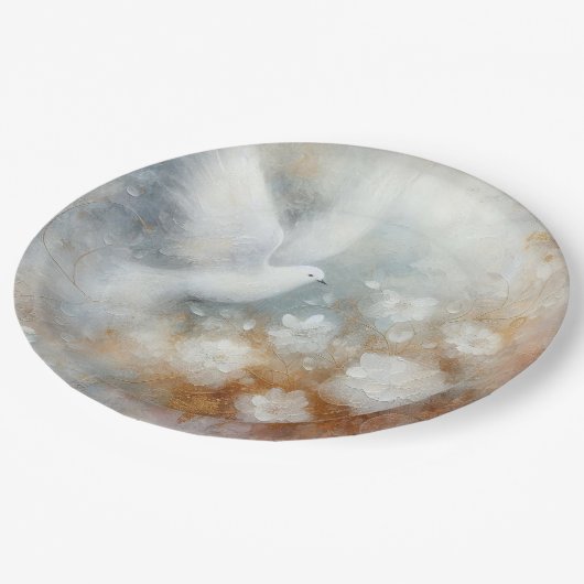 Wedding Dove Bloemen Papier Borden Papieren Bordje (Gekanteld)