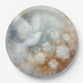 Wedding Dove Bloemen Papier Borden Papieren Bordje (Voorkant)