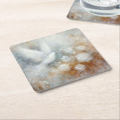 Wedding Dove Bloemen Papier Onderzetter (Schuin)