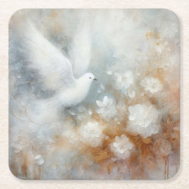 Wedding Dove Bloemen Papier Onderzetter