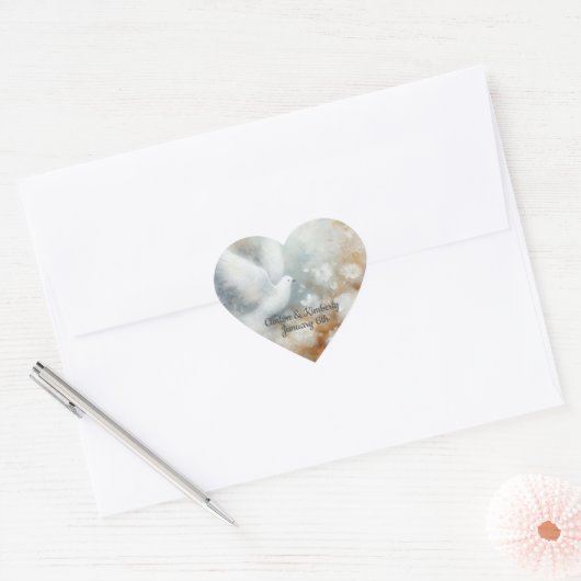 Wedding Dove Floral Hart Sticker (Envelop)