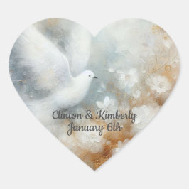 Wedding Dove Floral Hart Sticker