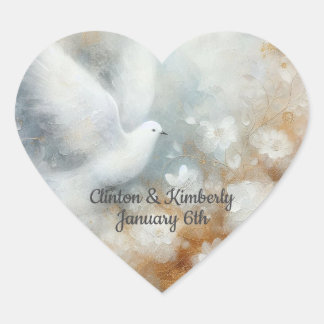 Wedding Dove Floral Hart Sticker