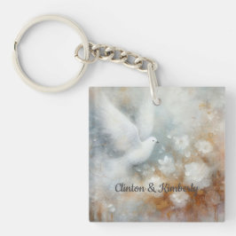 Wedding Dove Floral Sleutelhanger -