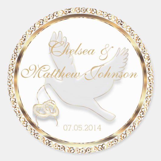 Wedding Dove for the Bride and Groom Ronde Sticker (Voorkant)