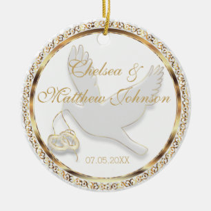 Wedding Dove voor de Bride en Groom Keepslag Keramisch Ornament