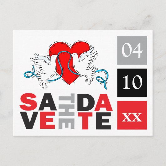 Wedding Doves Heart Save the Dates Sjabloon (Voorkant)