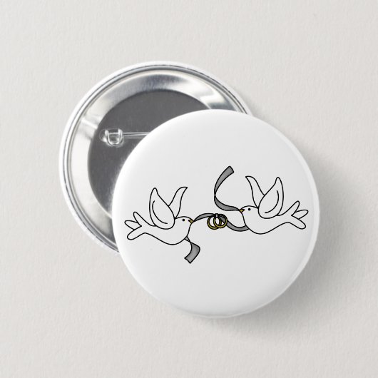 Wedding Doves met Rings Button (Voorkant /achterkant)