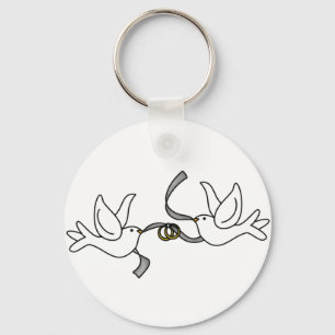 Wedding Doves met Rings Sleutelhanger