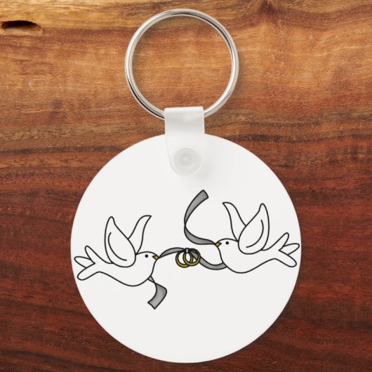 Wedding Doves met Rings Sleutelhanger (Voorkant)