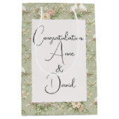 Wedding Doves With Custom Names Medium Cadeauzakje (Voorkant)