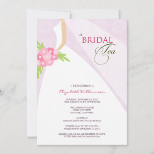 Wedding Dress Bridal Tea Invitation (lila) Kaart