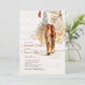 Wedding Dress Cowgirl Boots Bachelorette Party Kaart (Staand voorkant)