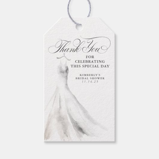 Wedding Dress Elegant Vrijgezellenfeest Dank je we Cadeaulabel (Voorkant)