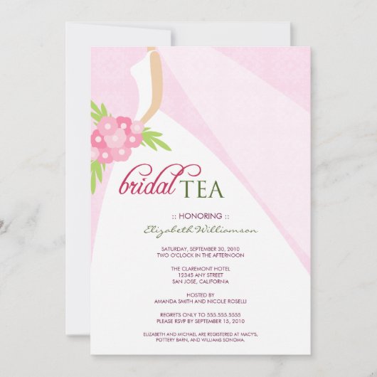 Wedding Dress Vrijgezellenfeest Tea Invitation (ro Kaart (Voorkant)