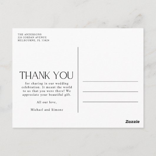 Wedding Drie Fotocollage Dank u Briefkaart (Achterkant)