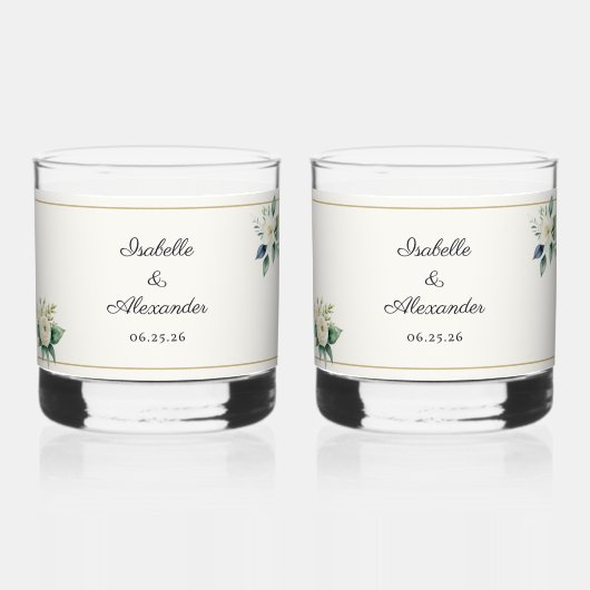 Wedding Drinkware Botanical Personalized Whisky Glas (Voorkant)