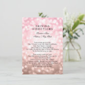 Wedding Driving Directions Roos Blush Pink Lights Kaart (Staand voorkant)