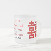 "Wedding & dubbel geluk" Glasachtige Mok als tabel (Voorkant rechts)