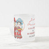 "Wedding & dubbel geluk" Glasachtige Mok als tabel (Voorkant links)