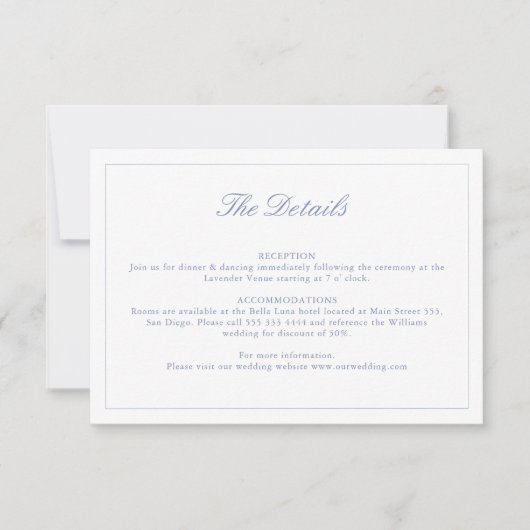 Wedding Dusty Blue Crest Monogram Details Kaart (Voorkant)