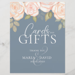 Wedding Dusty Blue Floral Kaarten en cadeaubonzen