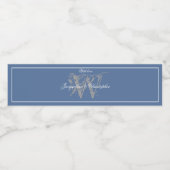 Wedding Dusty Blue Modern Monogram Names Chic Waterfles Etiket (Enkel label)