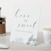Wedding Dusty Blue Waterverf Love is Sweet Reclamebord Met Voetstuk (Insitu)