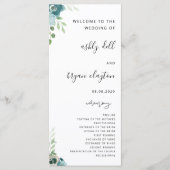 Wedding Dusty Bule Floral Programmakaart (Voorkant)