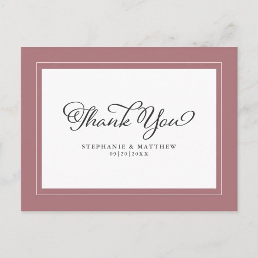 Wedding Dusty Roos Chic Modern Borders Briefkaart (Voorkant)