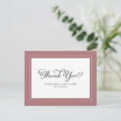 Wedding Dusty Roos Chic Modern Borders Briefkaart (Staand voorkant)