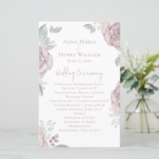 Wedding Dusty Roos Elegant Floral Ceremony Roos (Staand voorkant)