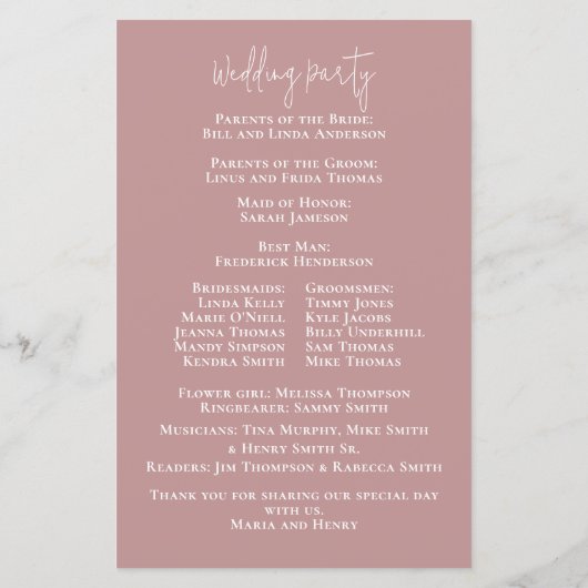 Wedding Dusty Roos Elegant Floral Ceremony Roos (Achterkant)