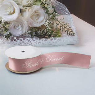 Wedding Dusty Roos Roze Elegant Calligrafie Satijnen Lint
