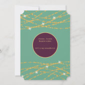 Wedding Eggplant Mint Gold String Lights Invites Kaart (Achterkant)