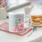 Wedding & Eid | Pink Peony & Sage Green Jumbo Mug Grote Koffiekop