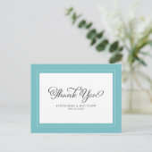 Wedding Elegant Aqua Chic Modern Borders Briefkaart (Staand voorkant)