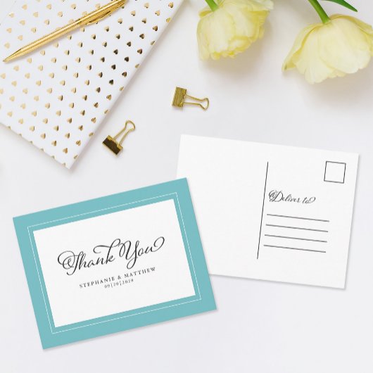 Wedding Elegant Aqua Chic Modern Borders Briefkaart