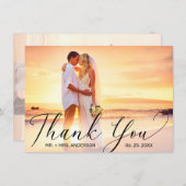 Wedding Elegant Black Script Photo Bedankkaart (Voorkant / Achterkant)