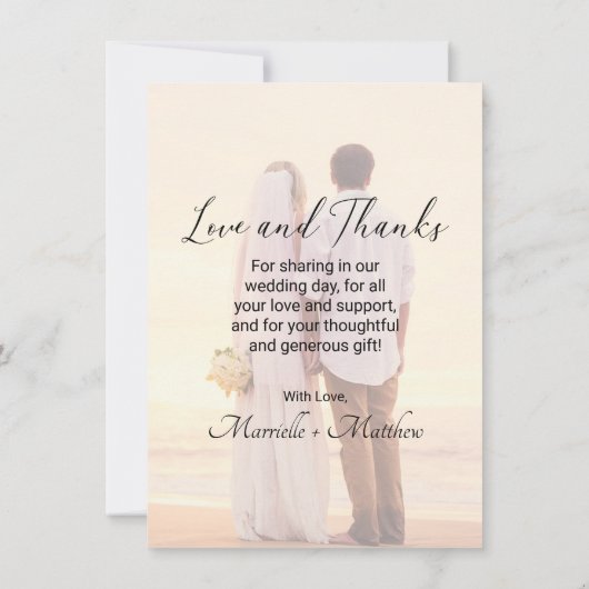 Wedding Elegant Black Script Photo Bedankkaart (Achterkant)