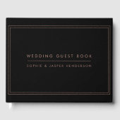Wedding Elegant Chic Faux Roos Gold en Black Gastenboek (Voorkant)
