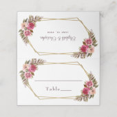 Wedding Elegant Chic Floral Gold Lijst White Plaatskaartje (Buitenkant ongevouwen)