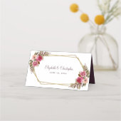 Wedding Elegant Chic Floral Gold Lijst White Plaatskaartje (Achterkant)