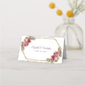 Wedding Elegant Chic Floral Gold Lijst White Plaatskaartje (Achterkant)