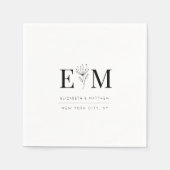 Wedding Elegant Chic Modern Foliage Chic Monogram Servet (Voorkant)