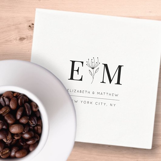 Wedding Elegant Chic Modern Foliage Chic Monogram Servet