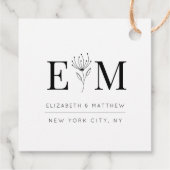 Wedding Elegant Chic Modern Monogram Foliage Bedankjes Labels (Achterkant)