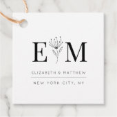 Wedding Elegant Chic Modern Monogram Foliage Bedankjes Labels (Voorkant)