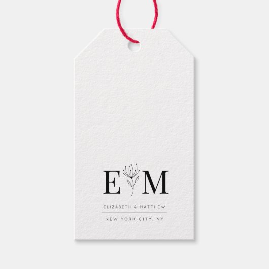 Wedding Elegant Chic Modern Monogram Foliage Cadeaulabel (Voorkant)