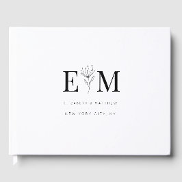 Wedding Elegant Chic Modern Monogram Foliage Gastenboek